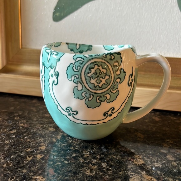 Anthropologie Other - Anthropologie Turquoise and White Ceramic Mug